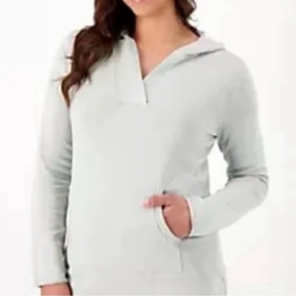 NWT Barefoot Dreams Bonefire Sun Bleached CottonWomen's Soft Sage Hoodie  -Large